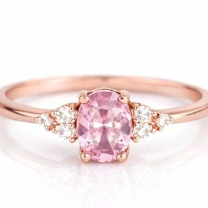 Dainty Pink & Gold Crystal Ring